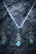 Bohemian Style Alloy & Synthetic Turquoise Pendant Necklaces & Dangle Earrings Sets