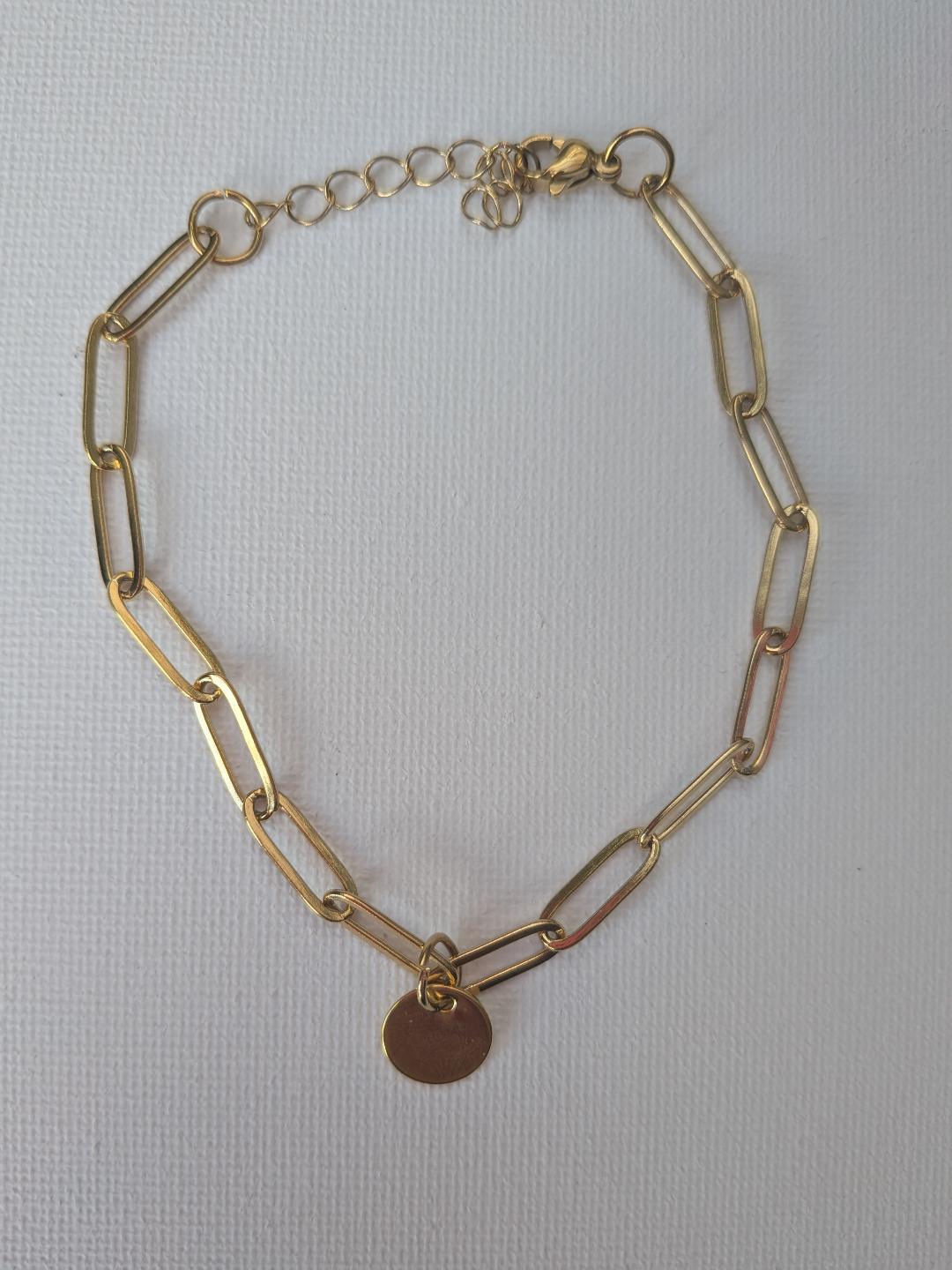 Gold Colour Thick Paperclip Steel Anklet