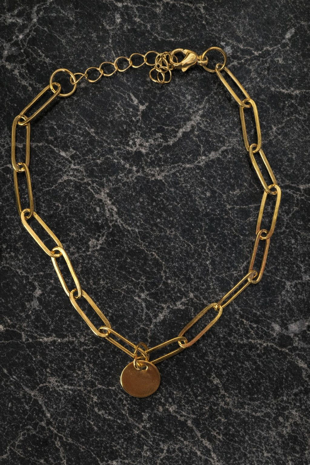 Gold Colour Thick Paperclip Steel Anklet