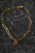 Gold Colour Thick Paperclip Steel Anklet