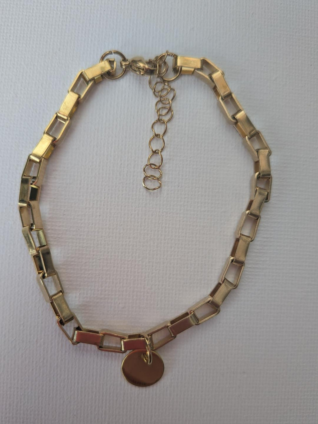 Gold Colour Cube Sequin Steel Anklet