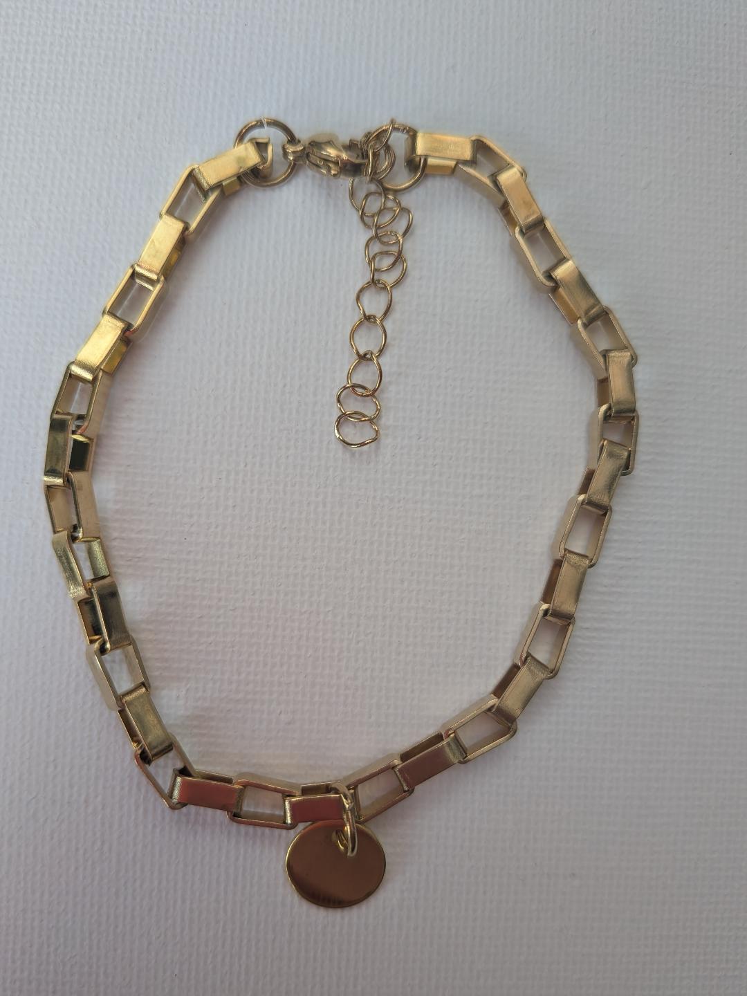 Gold Colour Cube Sequin Steel Anklet