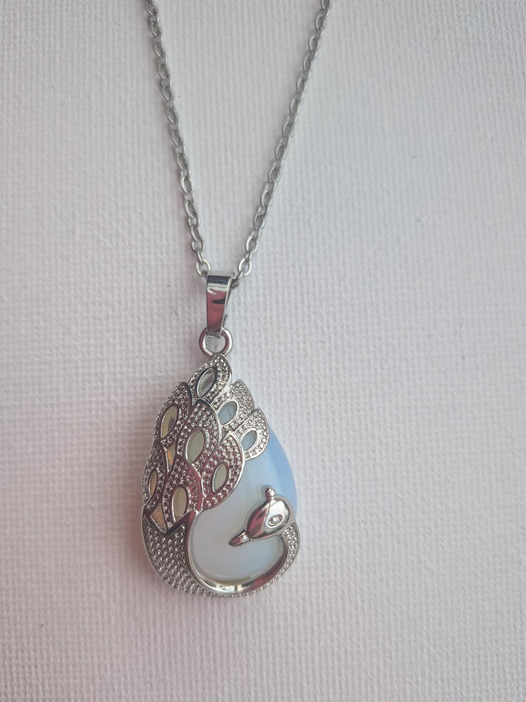 Opalite Gem stone Pendant for Women Necklace Gemstone Pendant with Silver Colour Chain