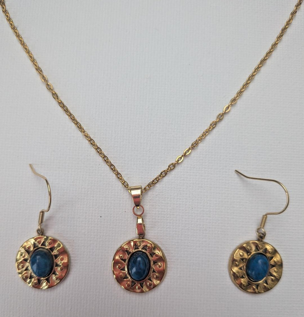 Natural Agate Pendant and Earrings