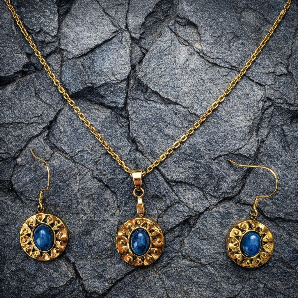 Natural Agate Pendant and Earrings