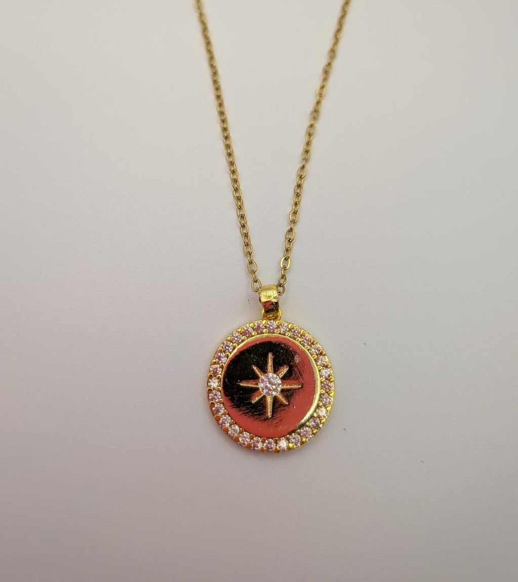 Crimson Star Radiance Necklace Gold Colour