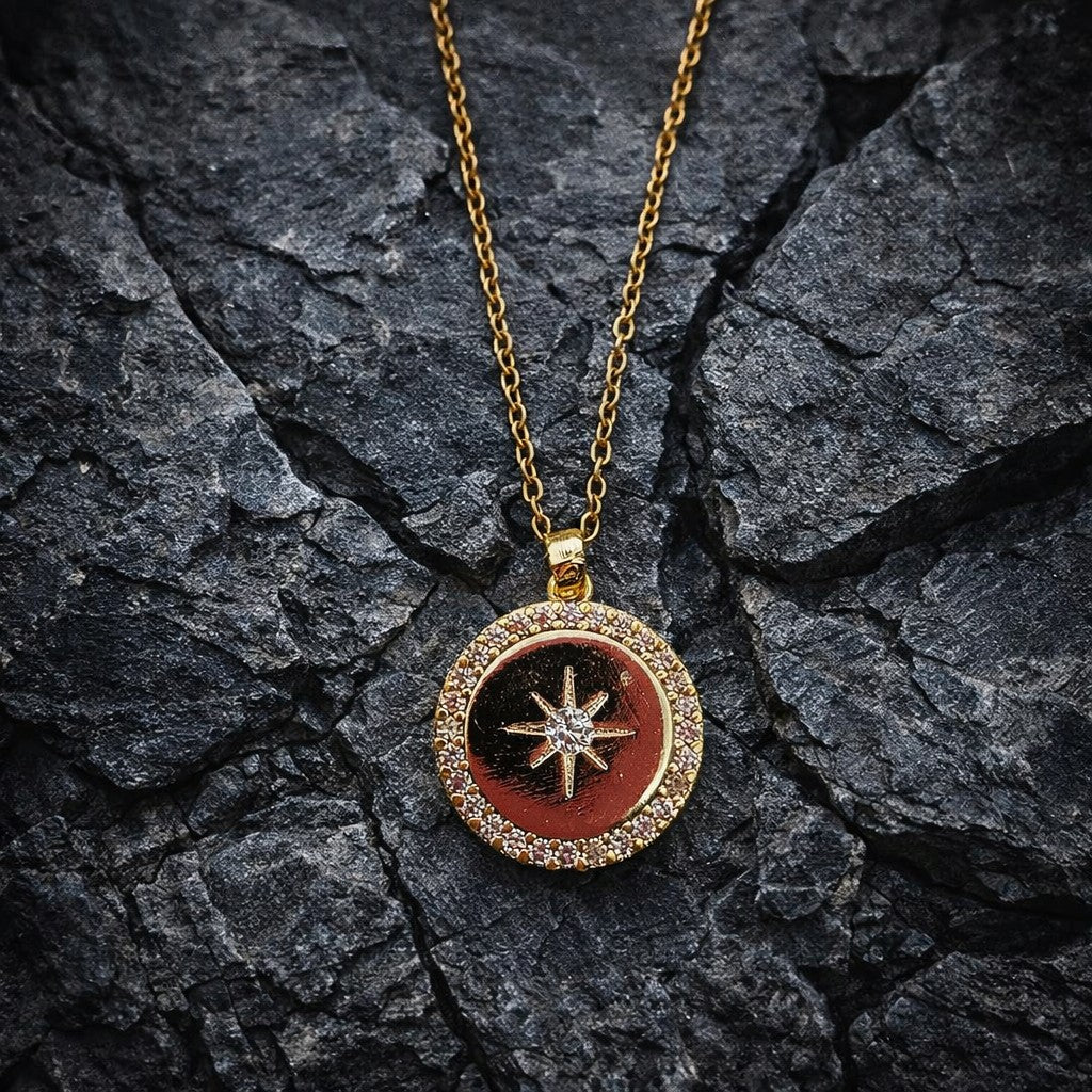 Crimson Star Radiance Necklace Gold Colour