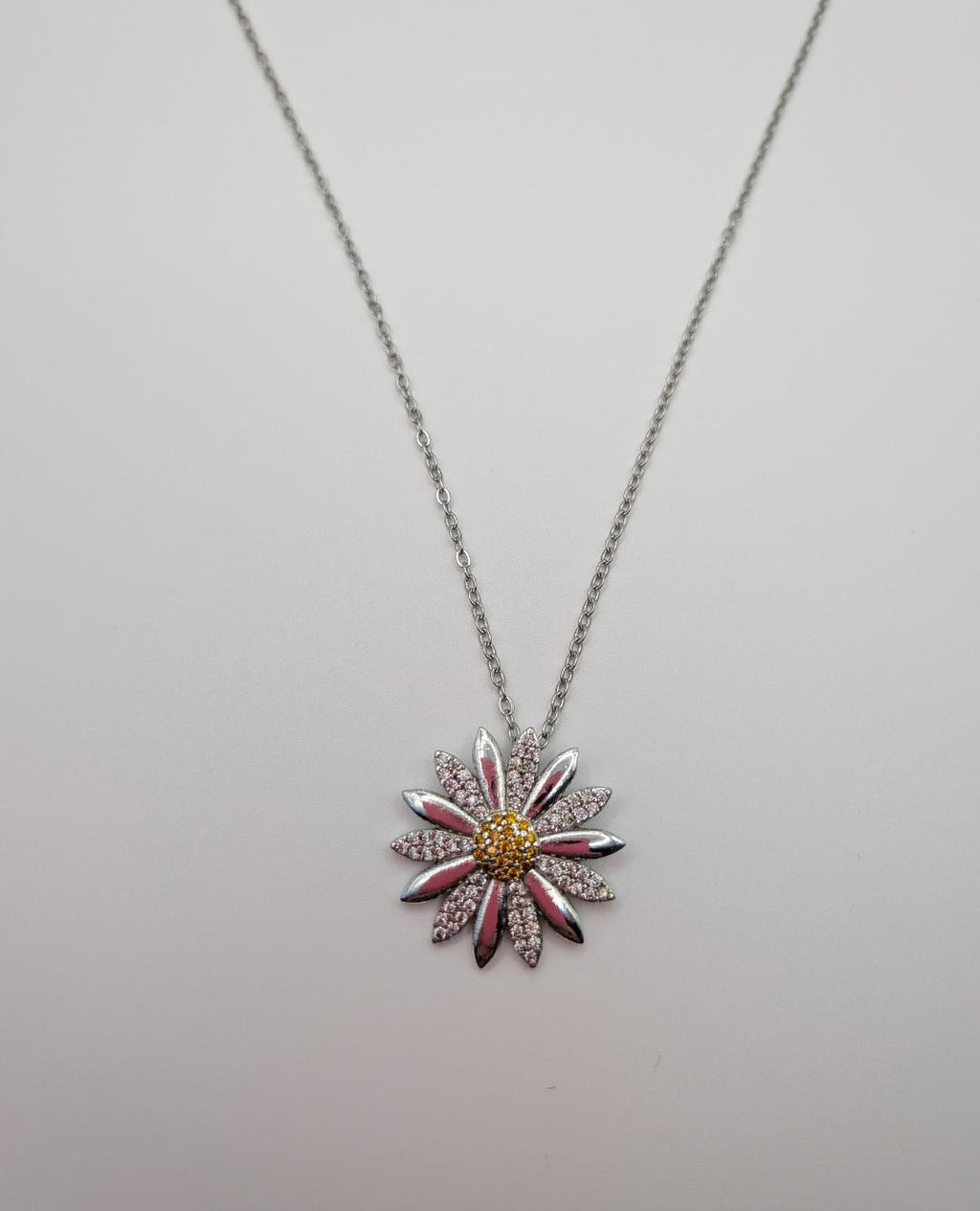 Sunlit Daisy Stainless Steel Necklace