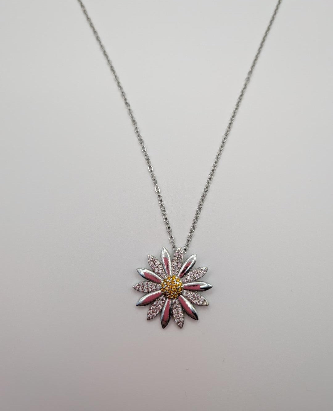 Sunlit Daisy Stainless Steel Necklace