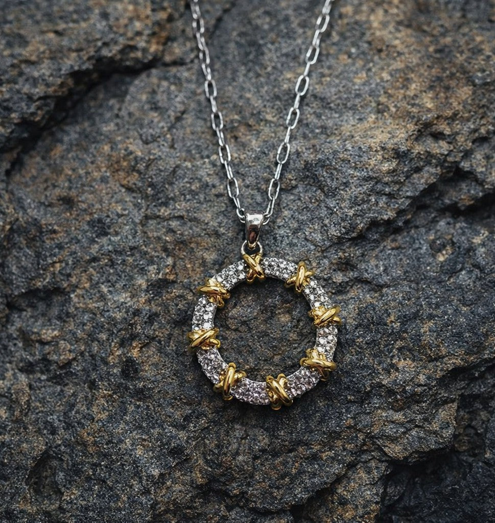 Eternal Orbit Duo‑Tone Necklace Pendant