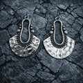 Bohemian Style Fan Alloy Dangle Earrings — Antique Silver