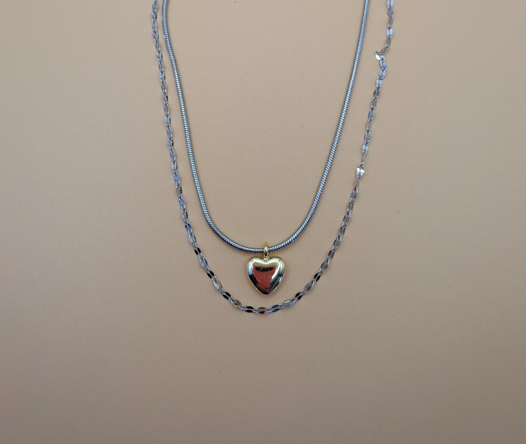Twin Chains of Love Necklace Stainless Steel