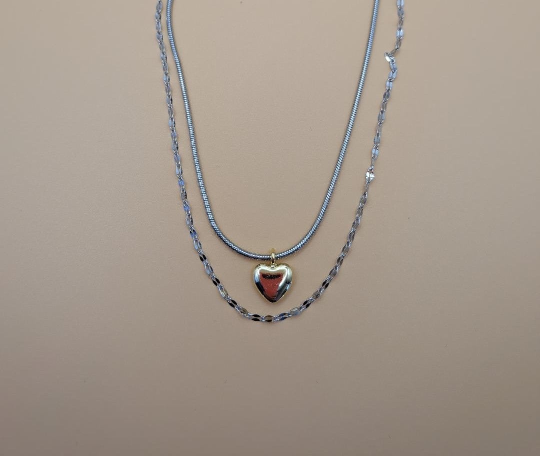 Twin Chains of Love Necklace Stainless Steel