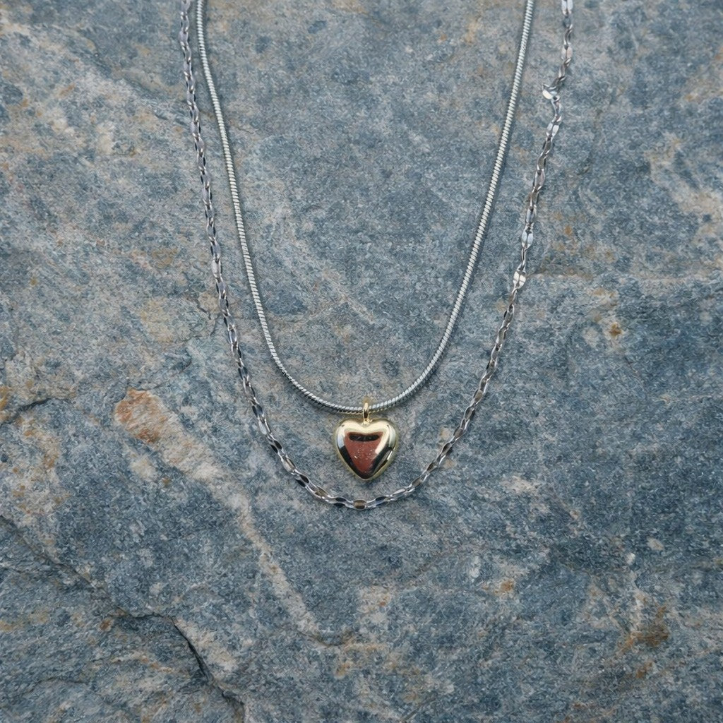 Twin Chains of Love Necklace Stainless Steel