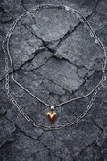Twin Chains of Love Necklace Stainless Steel Pointy love heart