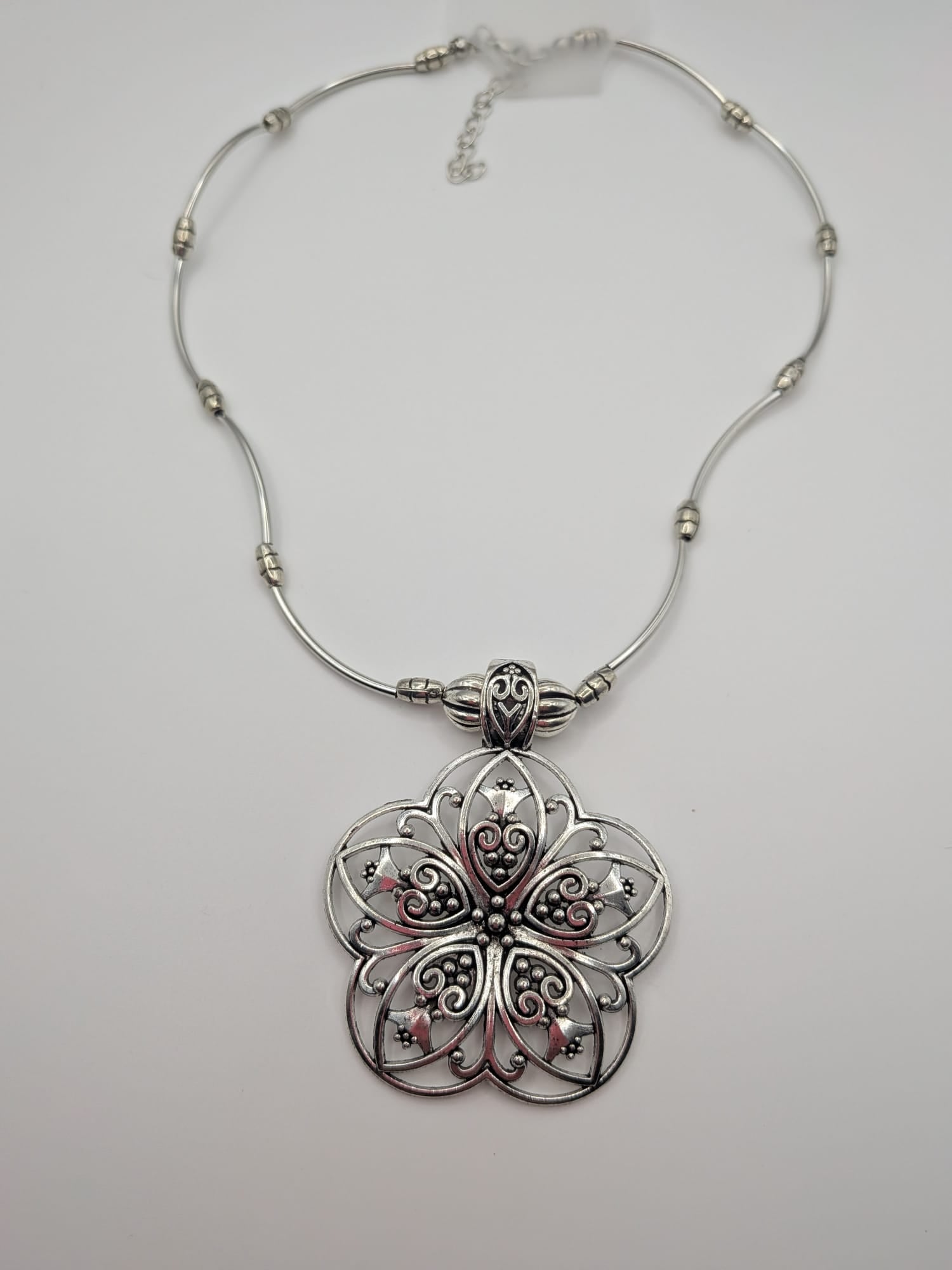 Boho Mandala Flower Bohemian Style Alloy Pendant Necklace