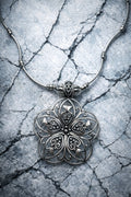 Boho Mandala Flower Bohemian Style Alloy Pendant Necklace