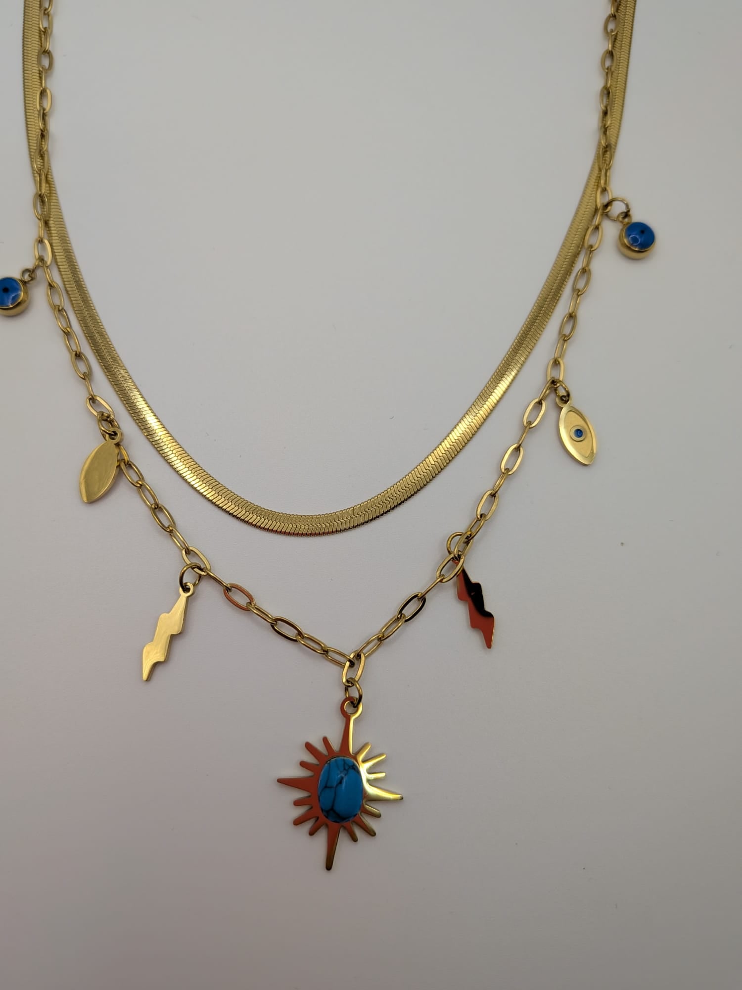 Celestial Aura Layered Stainless Steel Necklace