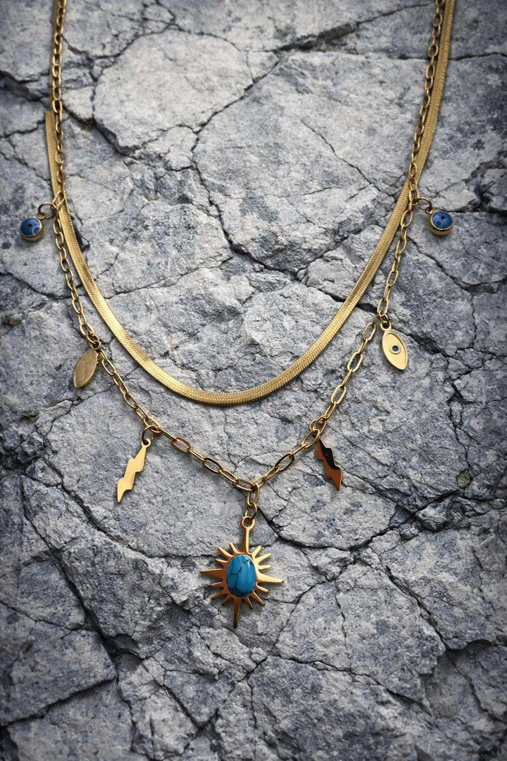 Celestial Aura Layered Stainless Steel Necklace