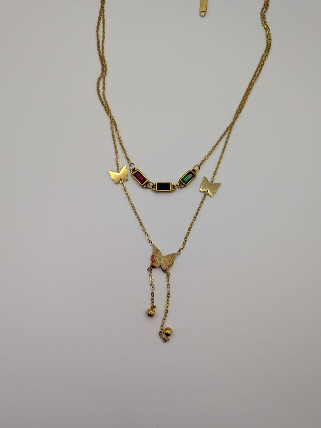 Layered Necklace Stainless Steel 18K Gold Plated Butterfly Heart Shell Pendant