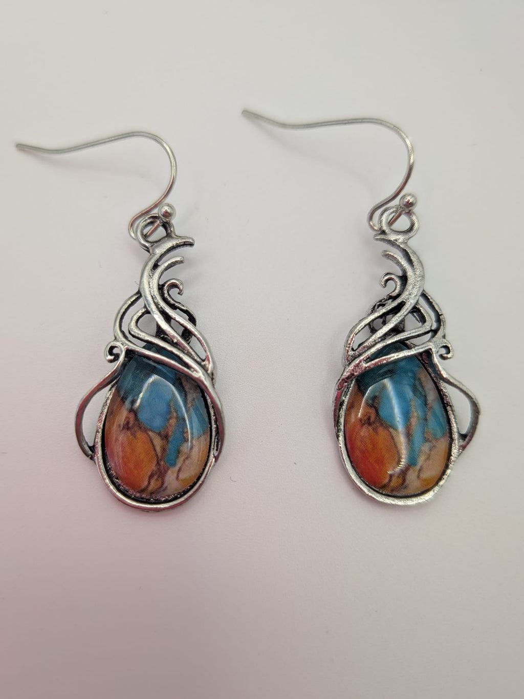 Bohemian Style Alloy Resin Dangle Earrings