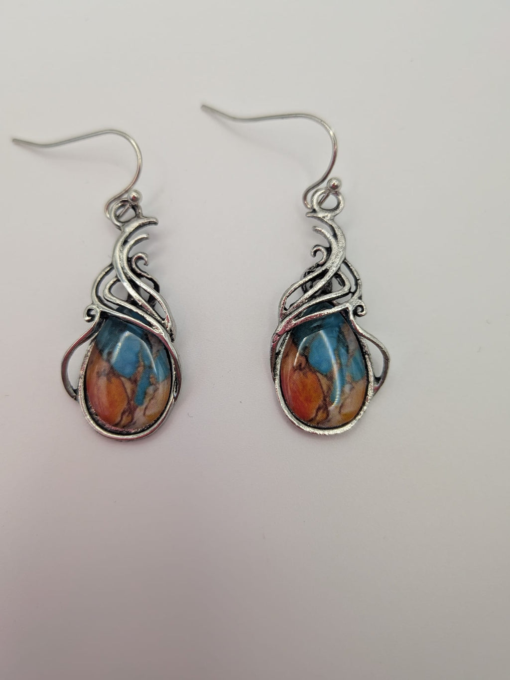 Bohemian Style Alloy Resin Dangle Earrings