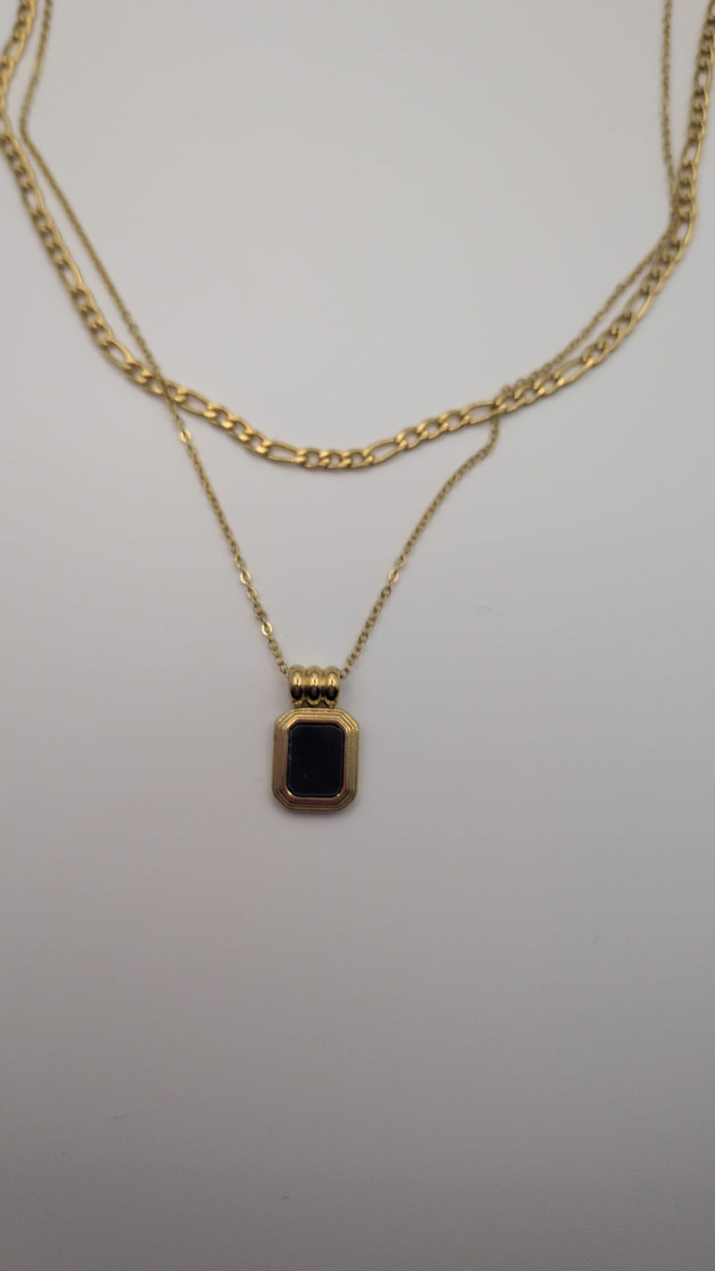 Double Layer Necklace Black Enamel Elegance