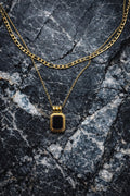 Double Layer Necklace Black Enamel Elegance