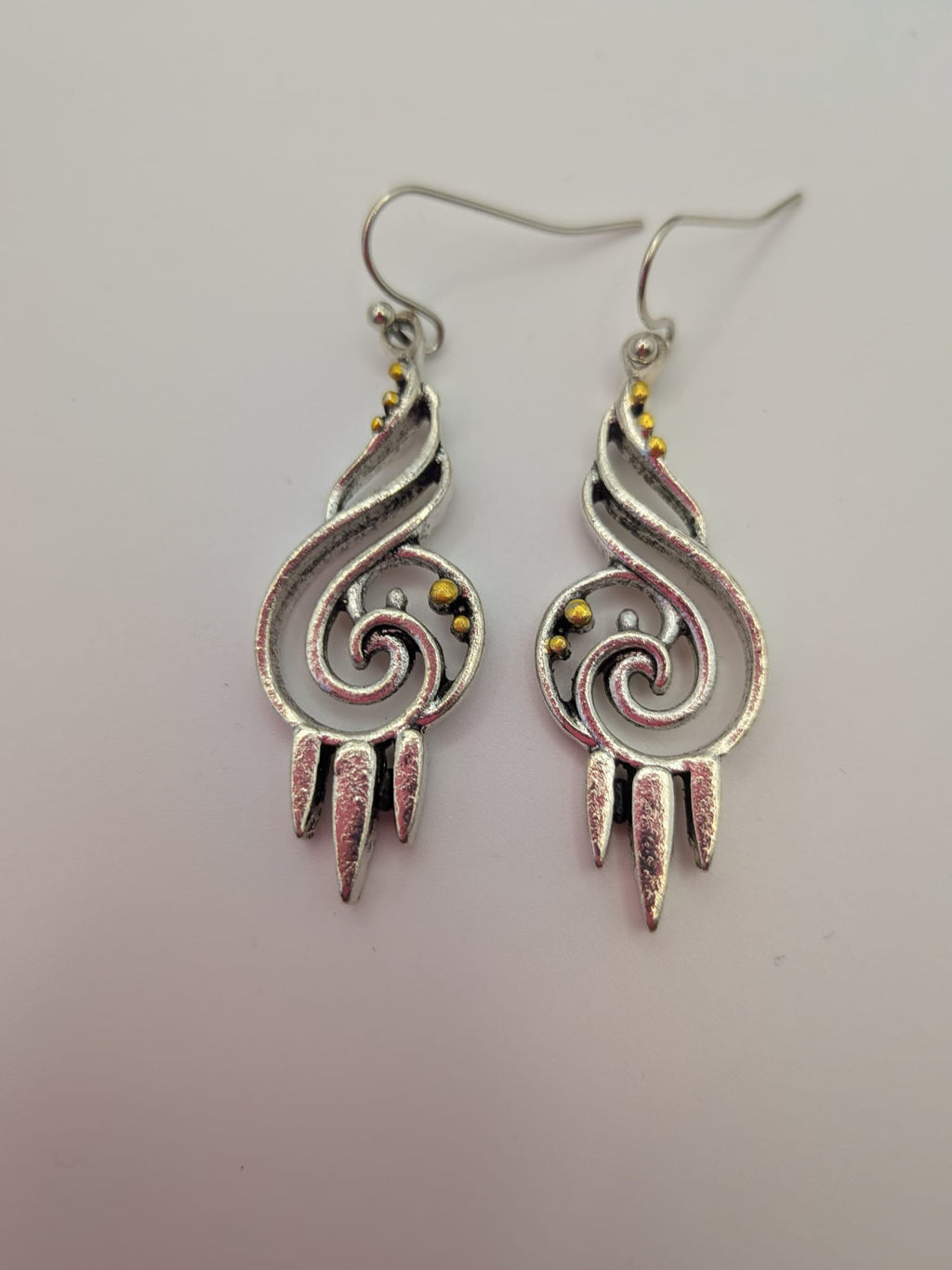 Spiral Alloy Dangle Earrings, Platinum Boho Bohemian