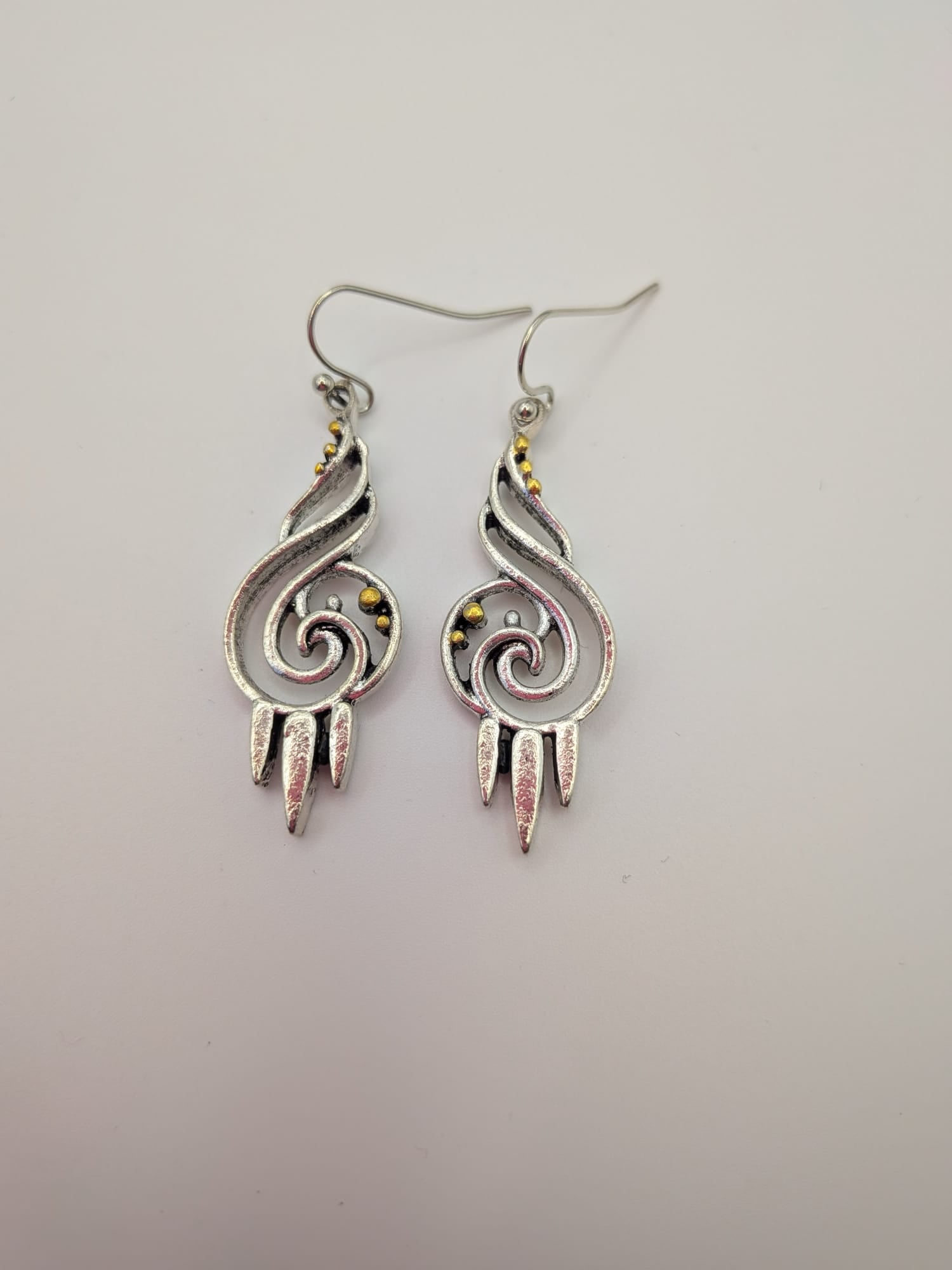 Spiral Alloy Dangle Earrings, Platinum Boho Bohemian