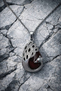 Natural Carnelian Orange- red Peacock Pendant Necklace Gem stone