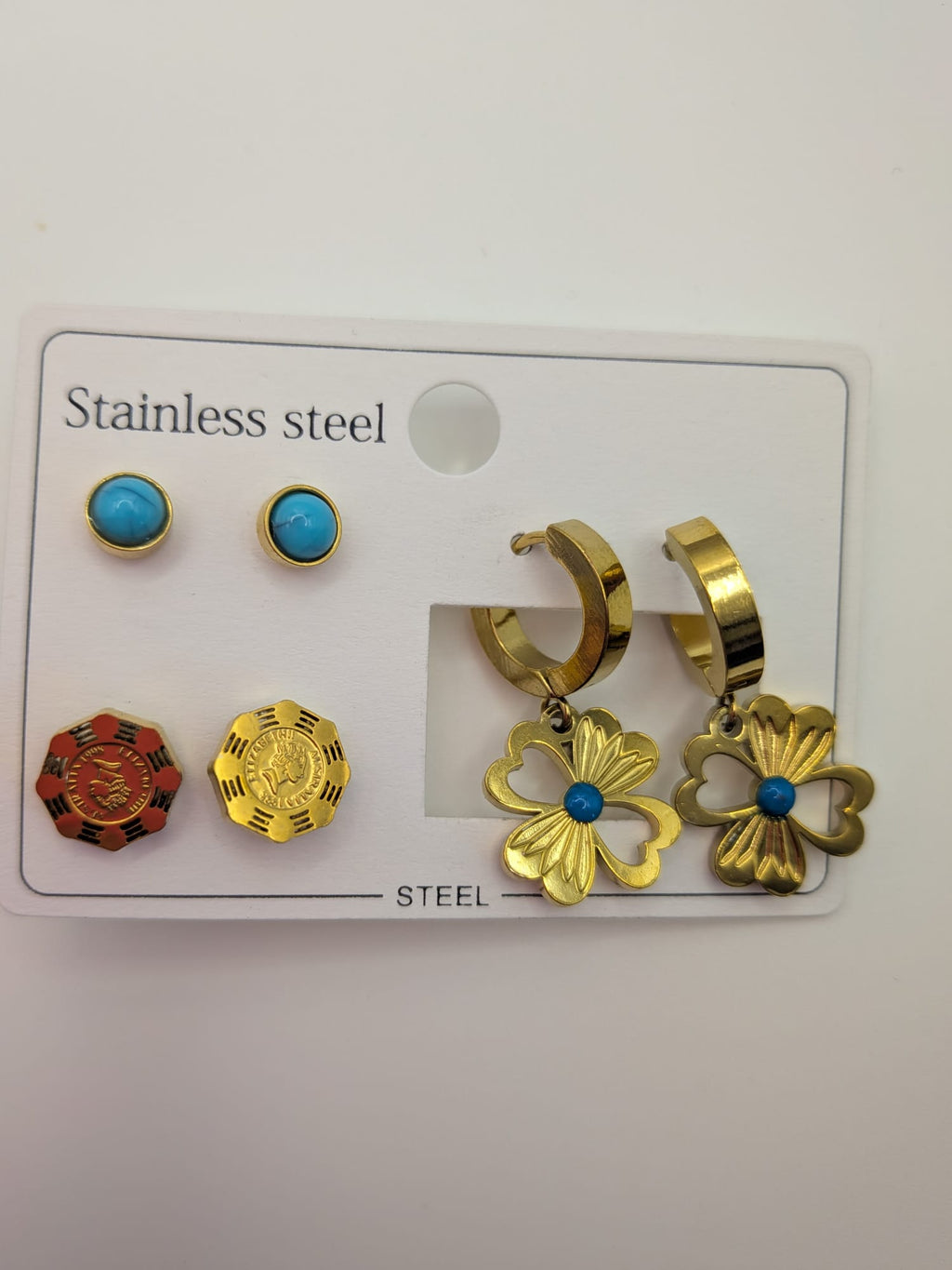 Azure Bloom Stainless Steel Earring Set Bohemian - Earrings