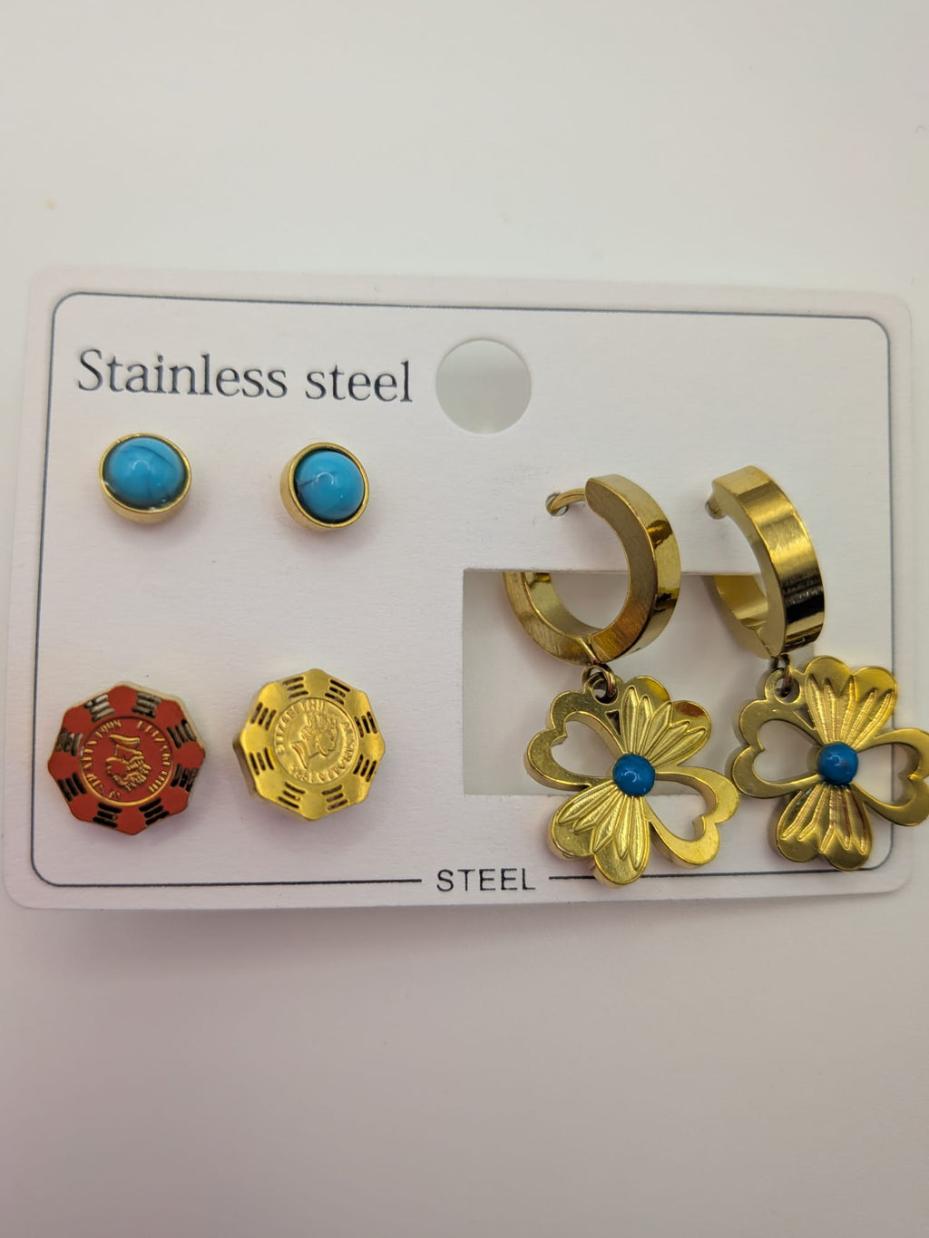 Azure Bloom Stainless Steel Earring Set Bohemian - Earrings
