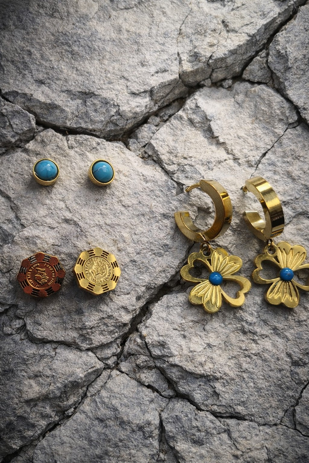 Azure Bloom Stainless Steel Earring Set Bohemian - Earrings