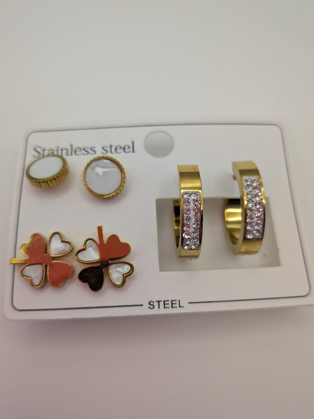 Set of 3 pair of earrings Radiant Harmony Stainless Steel Earring Set