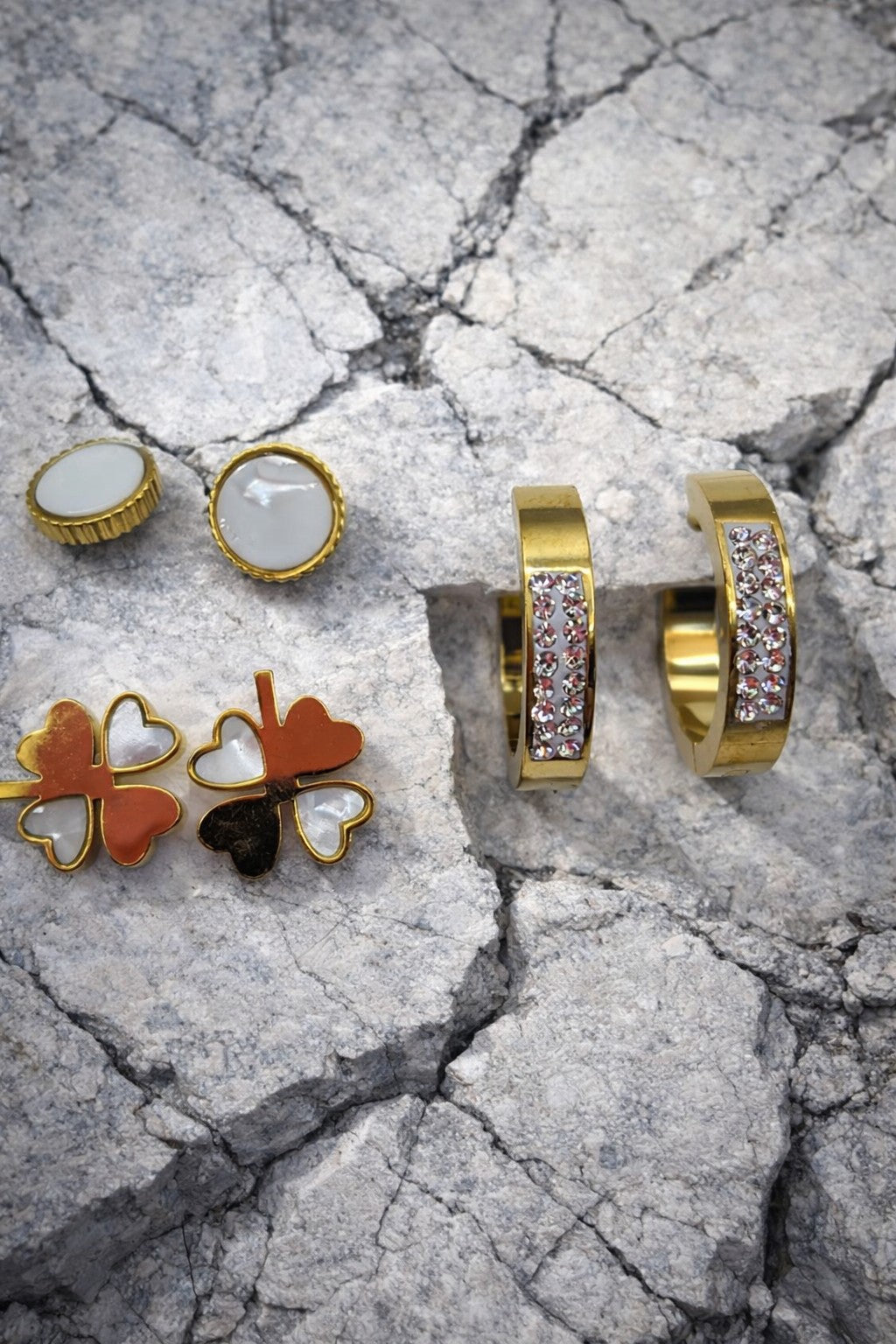 Set of 3 pair of earrings Radiant Harmony Stainless Steel Earring Set