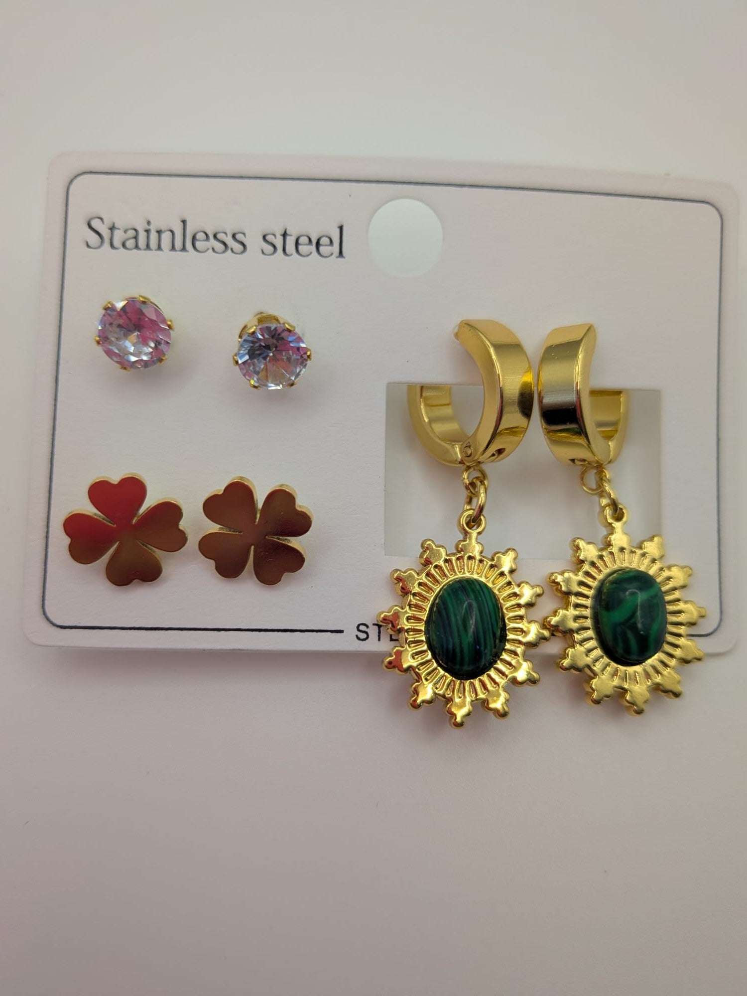 Stainless Steel Earring Set 3 pair of earrings