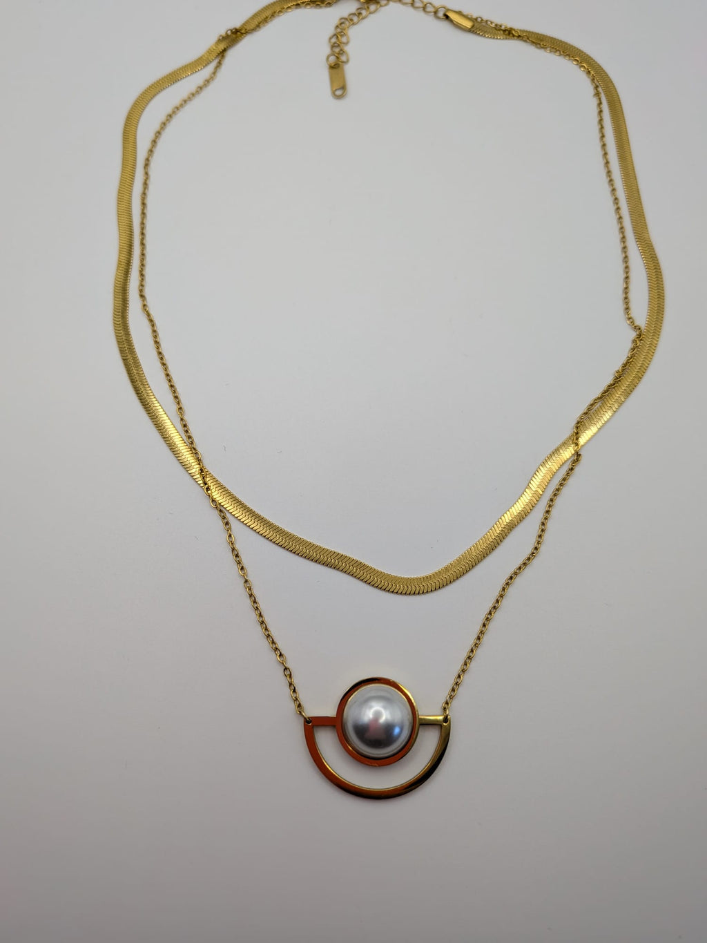 Golden Arc Layered Necklace Stainless Steel