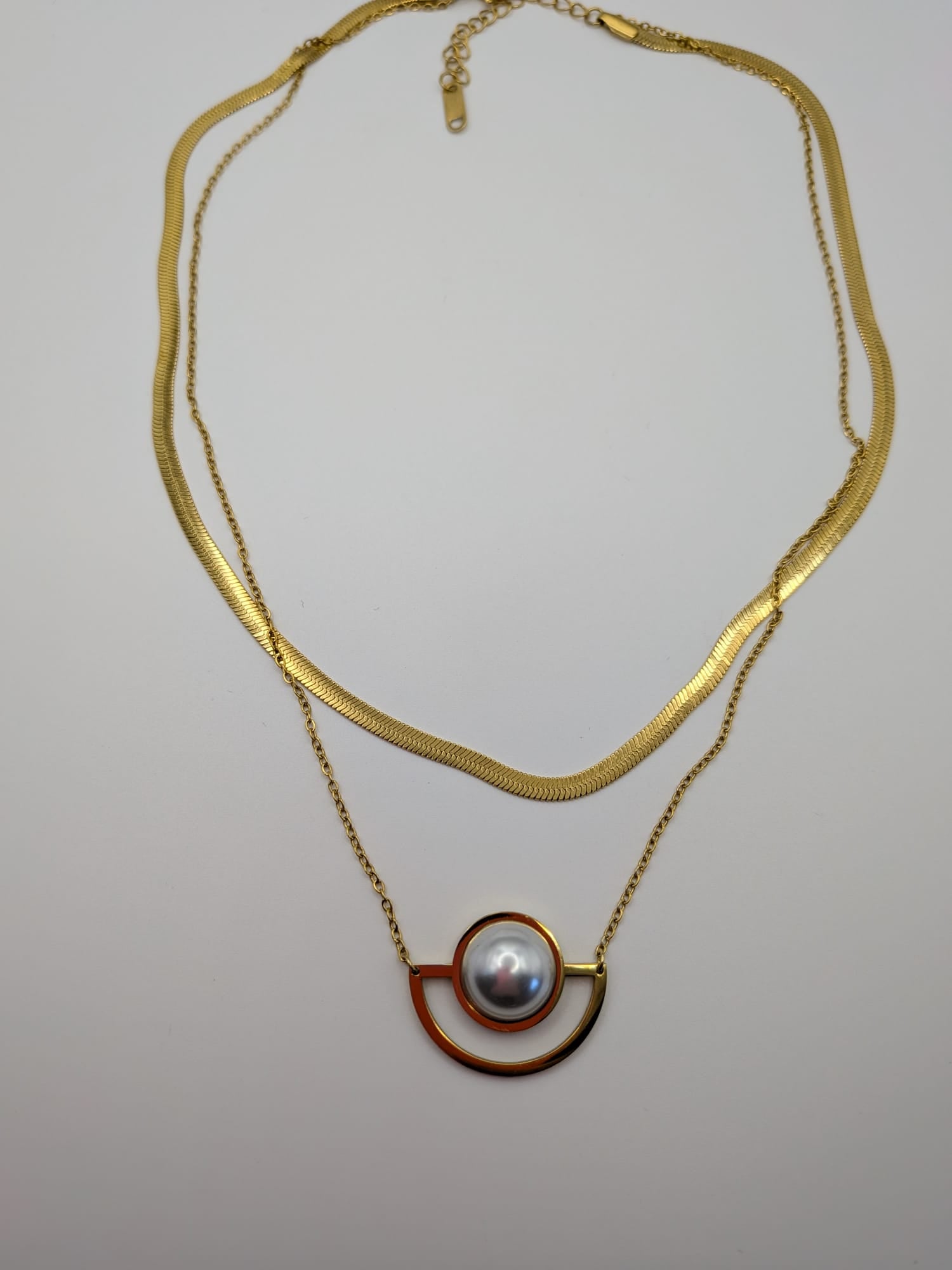 Golden Arc Layered Necklace Stainless Steel