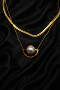 Golden Arc Layered Necklace Stainless Steel