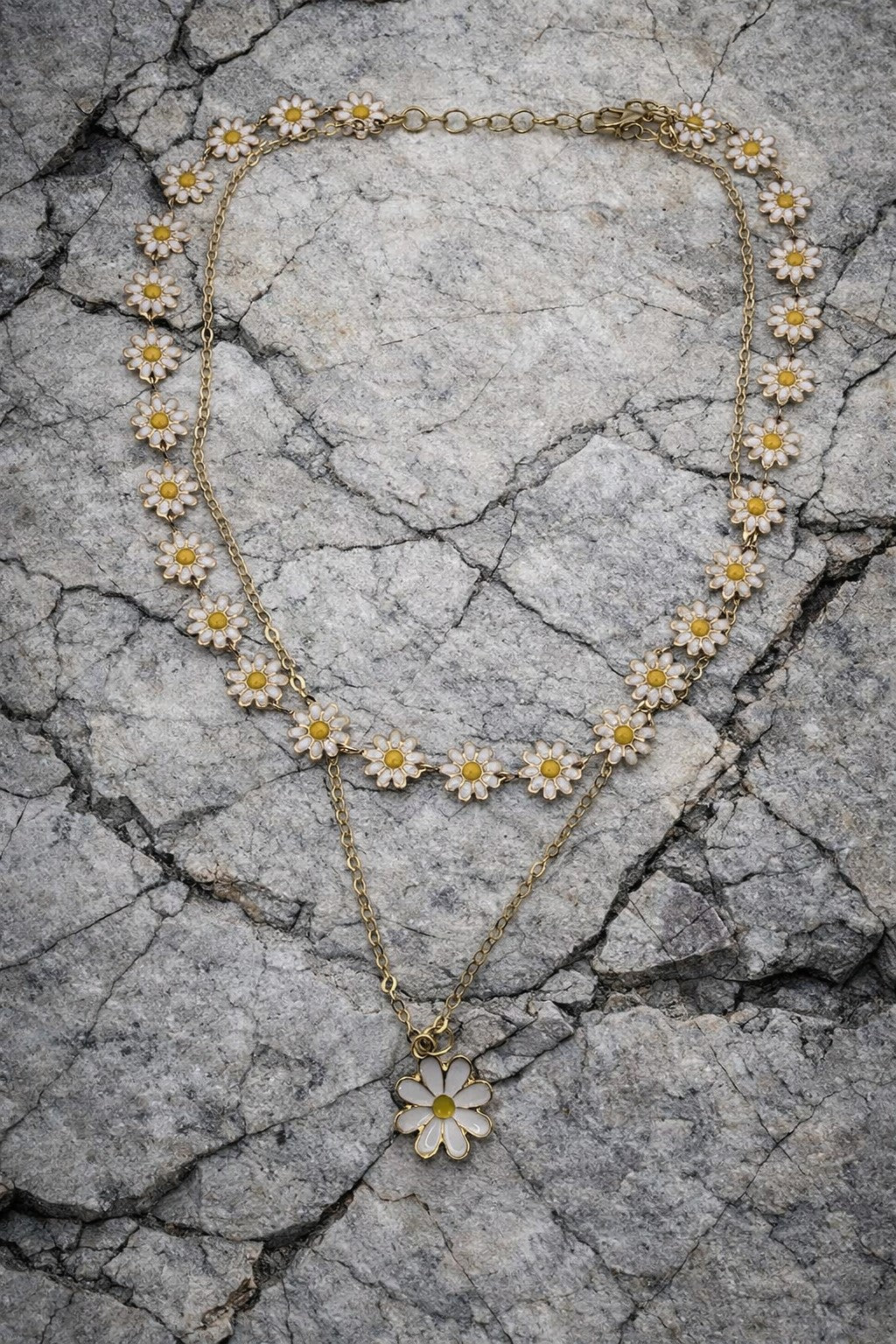 Daisy Charm Multi‑Layer Necklace
