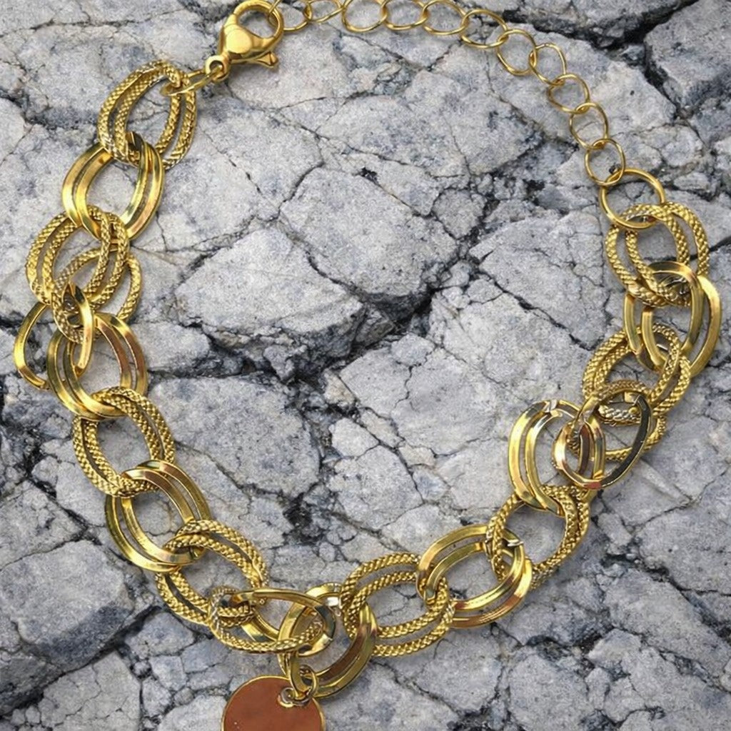 Gold Color Milky Way Sequin Steel Anklet