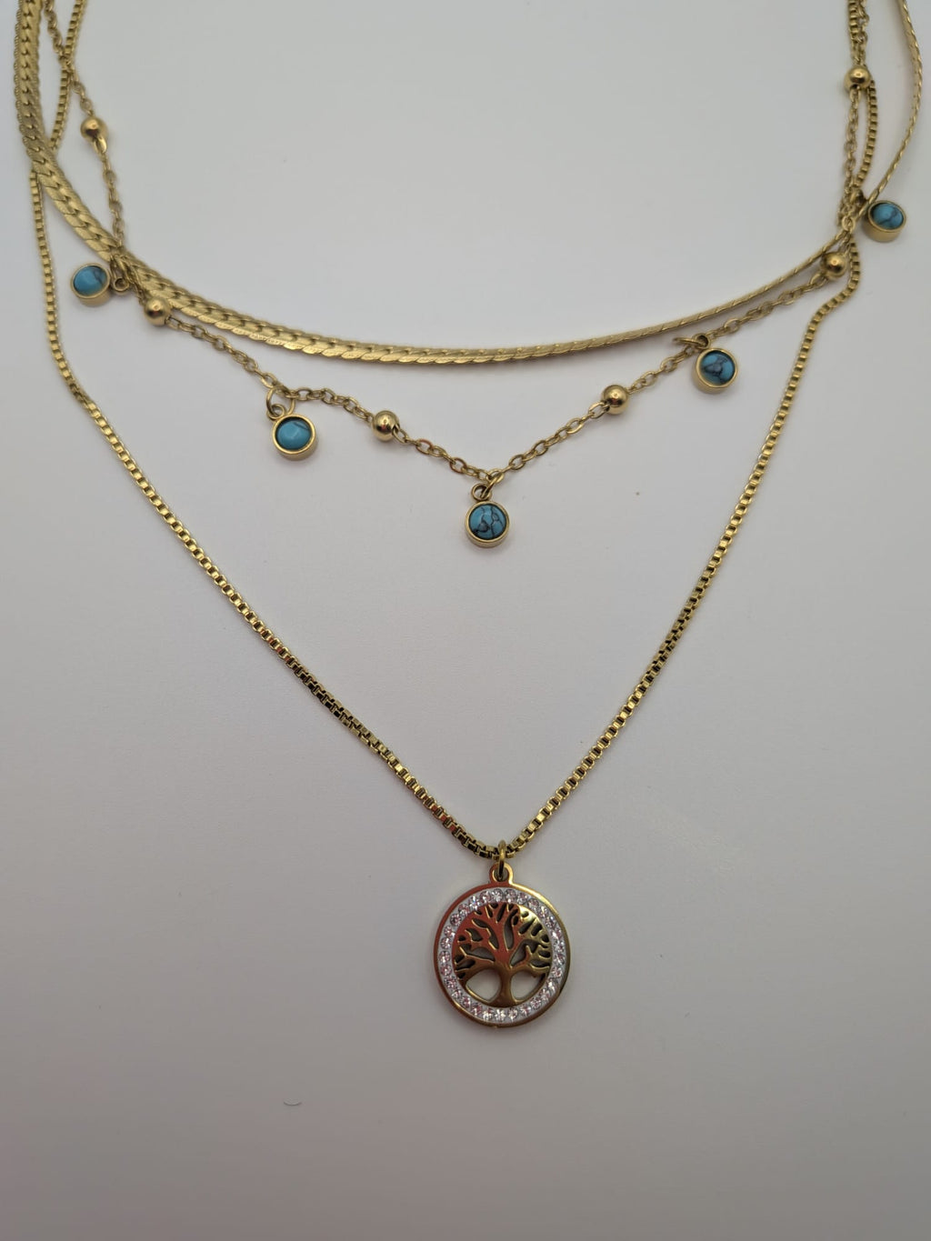 Tree of Life Turquoise Triple‑Layer Necklace