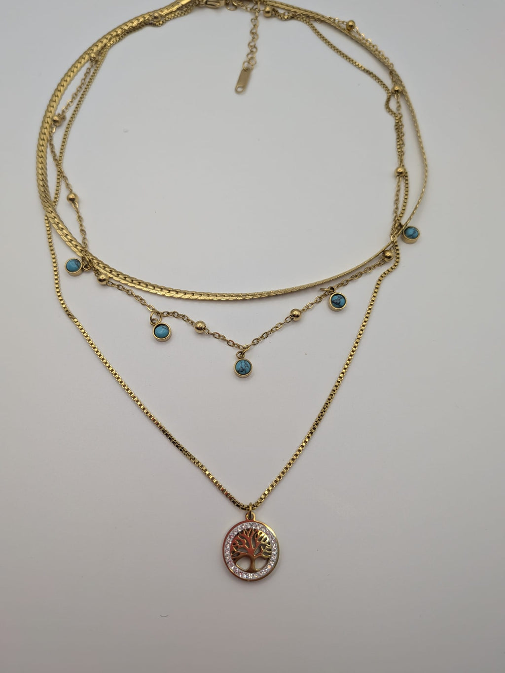 Tree of Life Turquoise Triple‑Layer Necklace