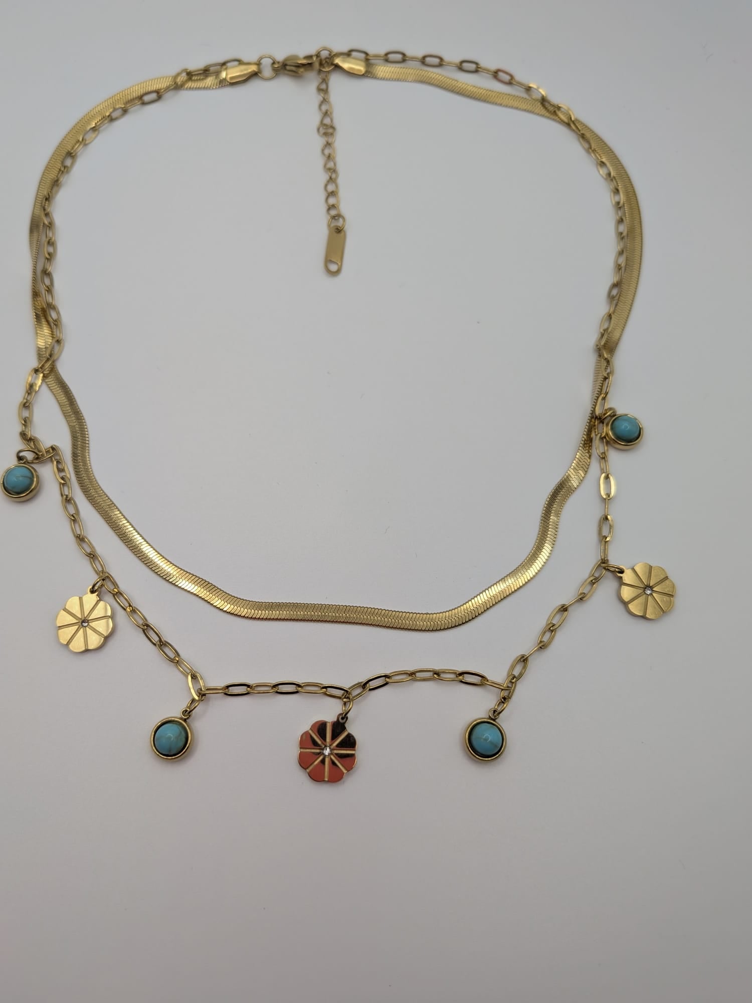 Gold Colour Geometric Pendant Necklace