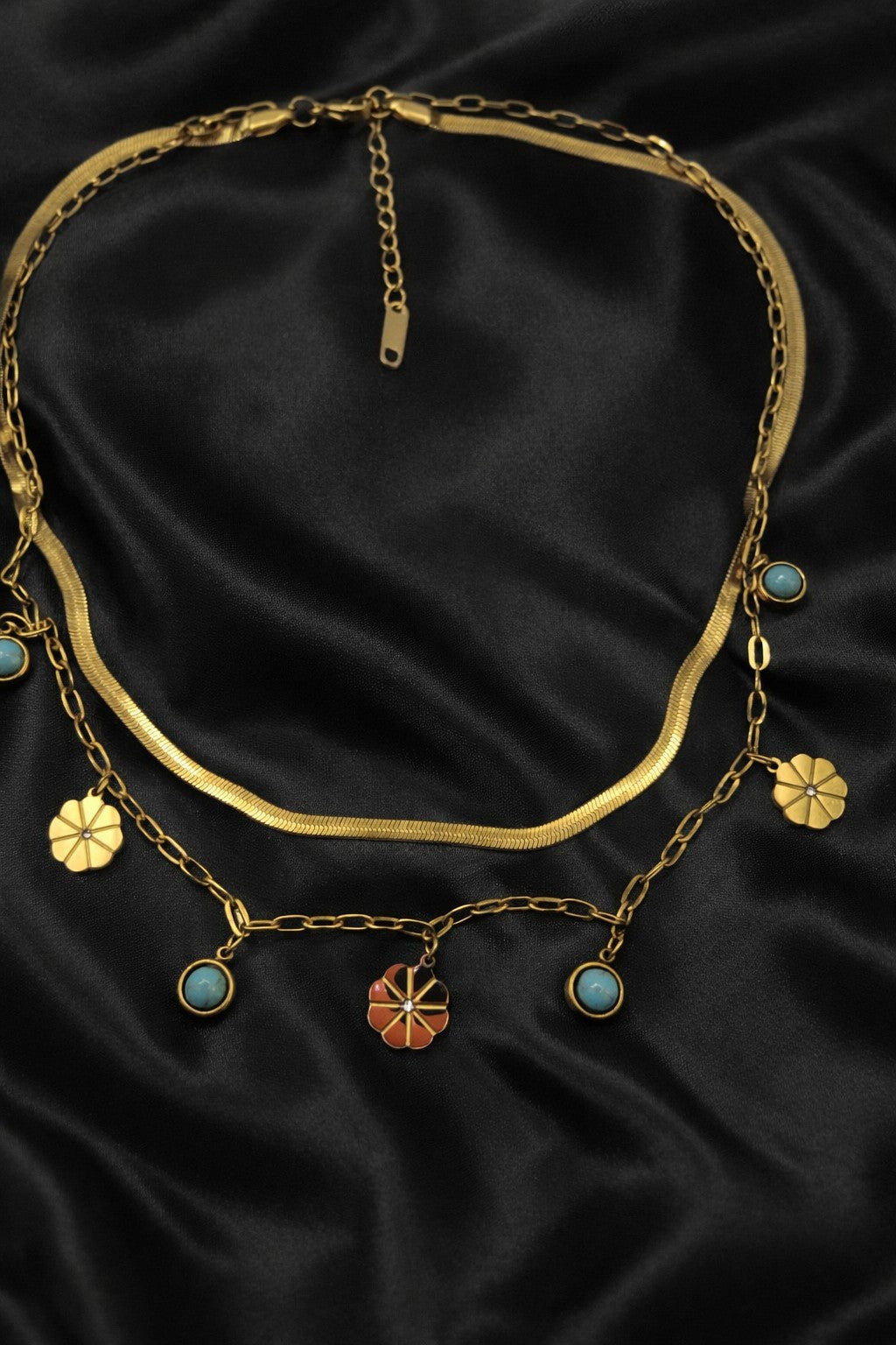 Gold Colour Geometric Pendant Necklace