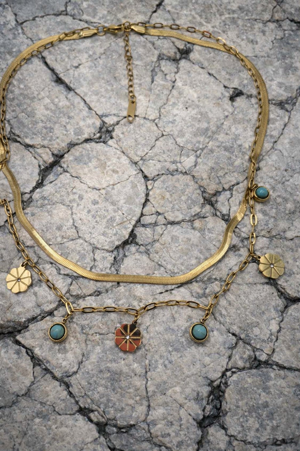 Gold Colour Geometric Pendant Necklace