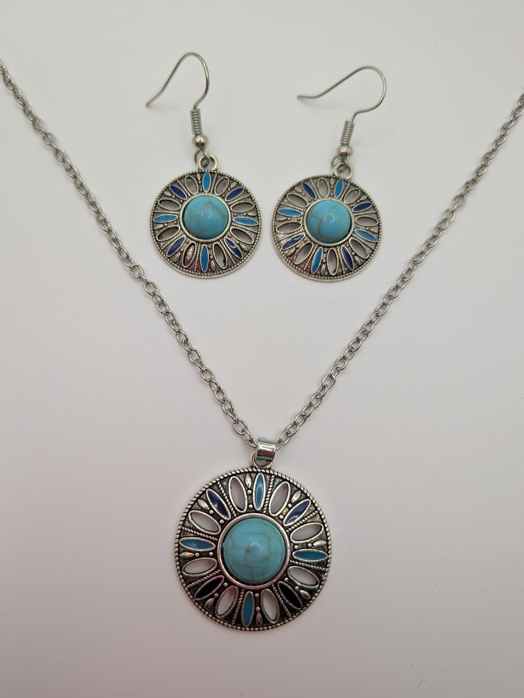 Boho - Bohemian Ethnic Style Zinc Alloy & Synthetic Turquoise Pendant Necklaces & Dangle