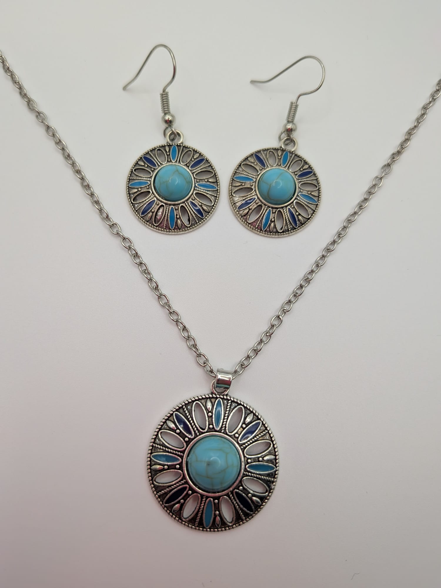 Boho - Bohemian Ethnic Style Zinc Alloy & Synthetic Turquoise Pendant Necklaces & Dangle