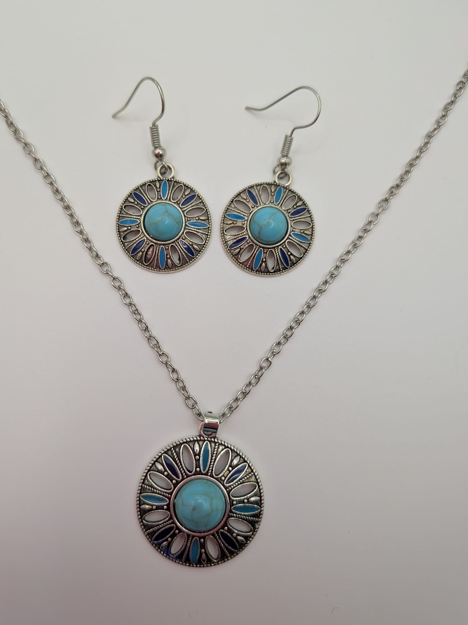Boho - Bohemian Ethnic Style Zinc Alloy & Synthetic Turquoise Pendant Necklaces & Dangle